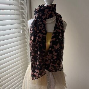 Elegant Black and Pink Butterfly Scarf